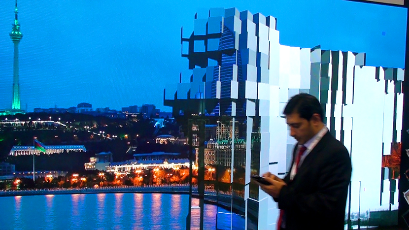 The interactive installation in sensor control mode.