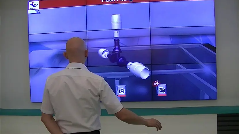 Gesture controlled interactive presentation on the video wall.