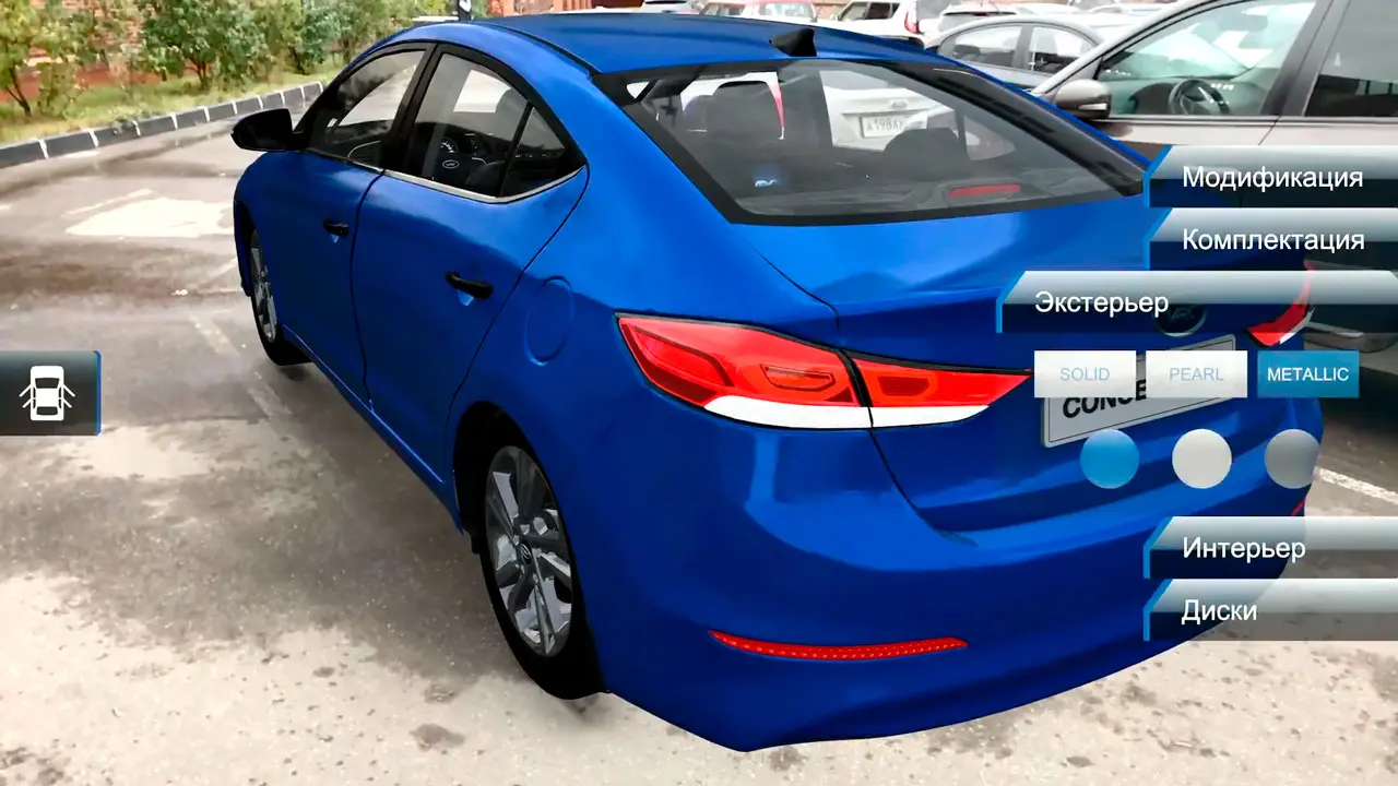 On an iPad screen potential buyer can see a totally realistic car.