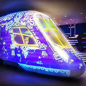 Interactive projection mapping on a train model