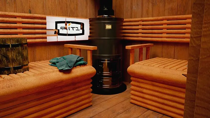 A hearth in a sauna visualization.
