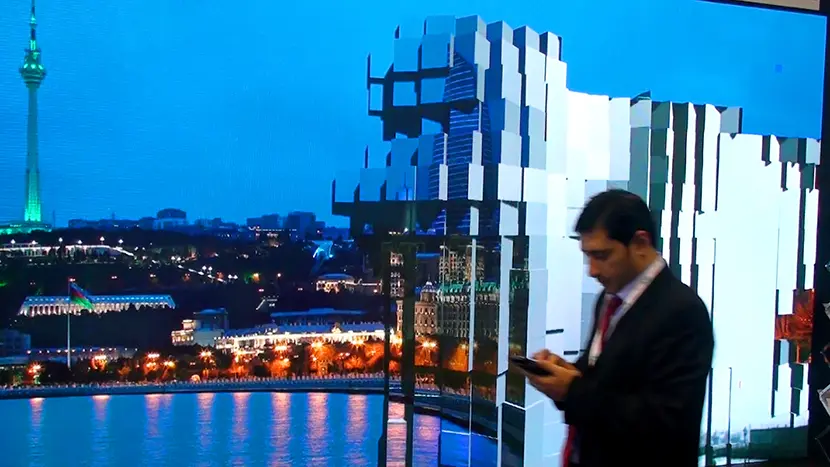 The interactive installation in sensor control mode.