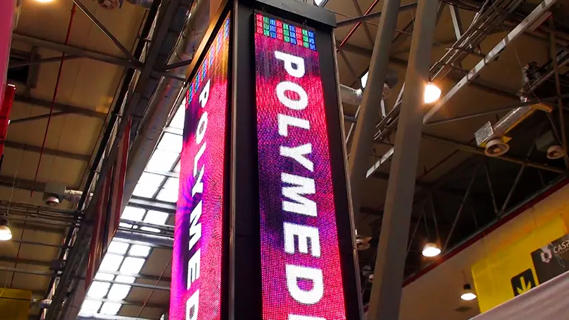 The column turned into a directory to Polymedia company booth.