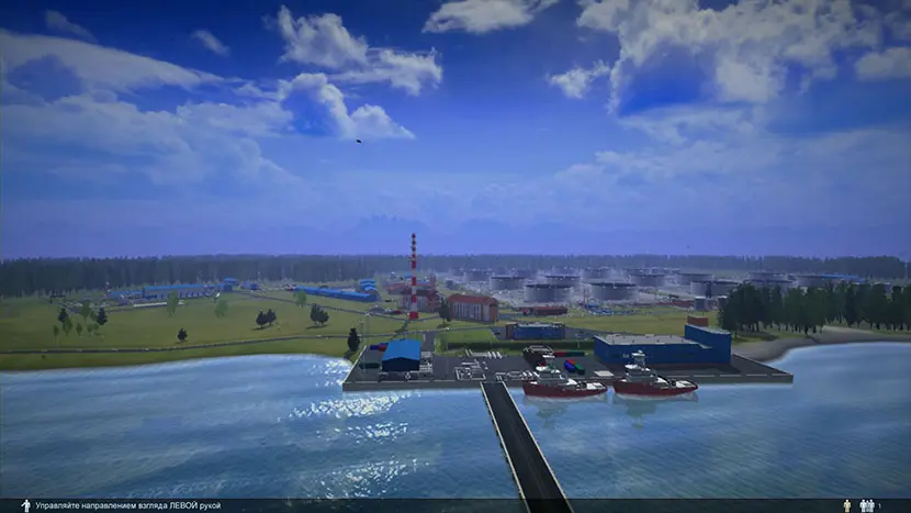 Virtual oil loading station-port. Bird's-eye view.